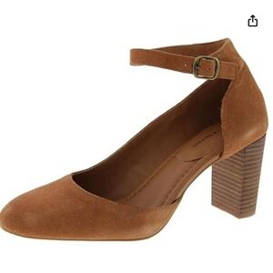 Lucky Brand Brown Suede Ankle Strap Block Heel D'Orsay Pumps Women's Size 6M NEW
